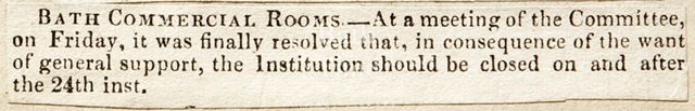 Closure of the Bath Commercial Rooms c.1858