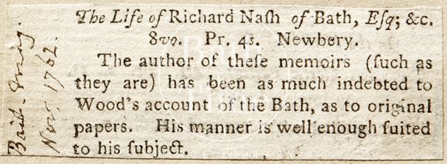 The Life of Richard Nash of Bath, Esq. 1762