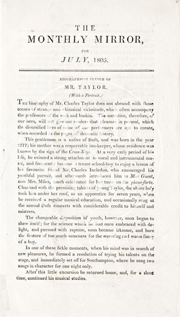 Biographical sketch of Mr. Taylor 1805