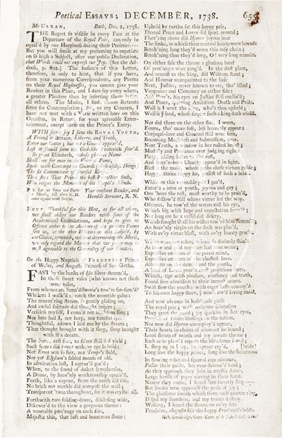 Article containing poetical essays 1738