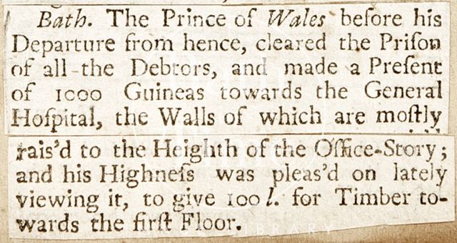 The Prince of Wales visit to Bath 1738