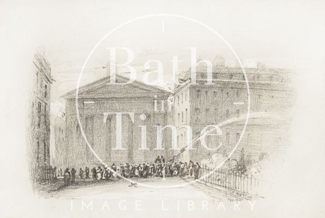 A pencil sketch of St. Mary's Chapel, Queen Square, Bath