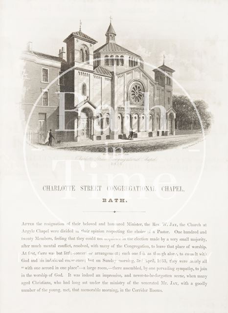 A pamphlet about Percy Chapel, Charlotte Street including engraving, Bath 1854