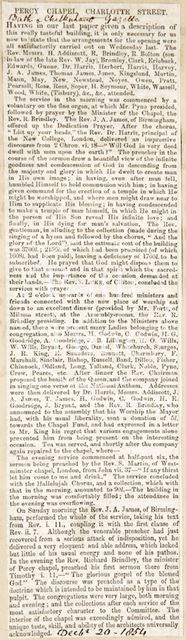 Percy Chapel, Charlotte Street, Bath 1854