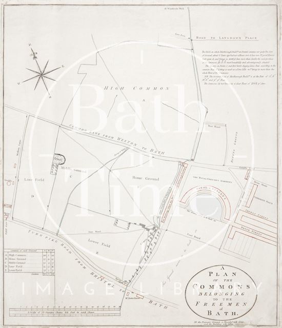 Plan of the Commons belonging to the Freemen of Bath c.1790