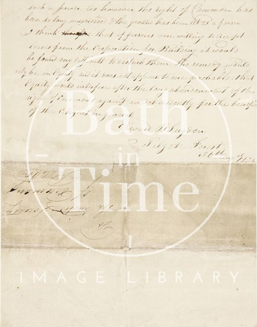 A letter to Mr. Mackenzie from Edward Sugdon copied out by Page George (town clerk) concerning building on the Bath Commons 1834 - continued