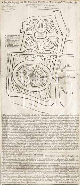 Plan for laying out the Common Fields in ornamental grounds, Bath 1829