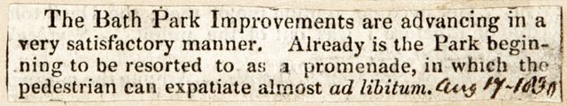 Bath City Improvements 1830