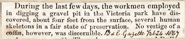 The discovery of several human skeletons, Royal Victoria Park, Bath 1847