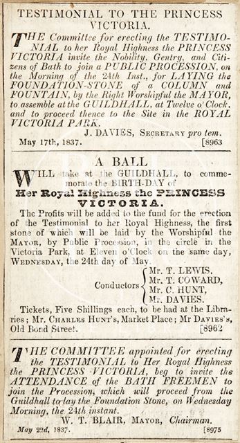 Testimonial to the Princess Victoria 1837