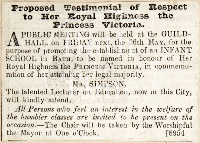 Proposed Testimonial of Respect to the Princess Victoria 1837