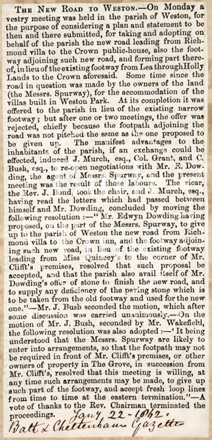 New Road to Weston, Bath 1862