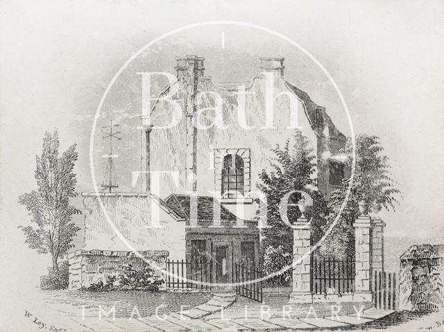 Engraving of an unidentified house in Weston by the Royal Victoria Park, Bath