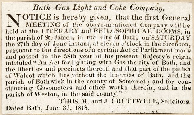 Bath Light and Coke Company 1818