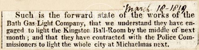 The proposed gas lighting of the Kingston Ballroom by the Gas Light Company, Bath 1819