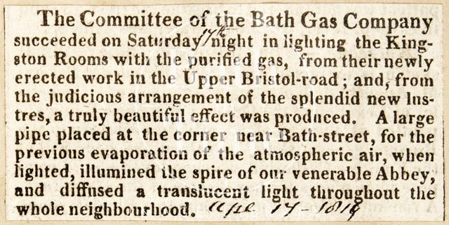 The Committee of the Bath Gas Light Company 1829