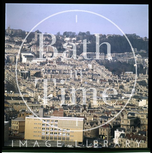 Snowdon. View from Beechen Cliff, blighted by the Technical College, Bath 1972