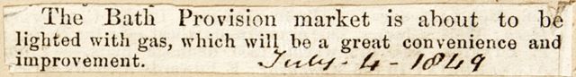 The Bath Provision Market is about to be lighted with gas, Bath 1849