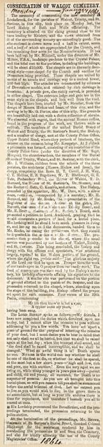 The Consecration of the New Walcot Cemetery, Bath 1864