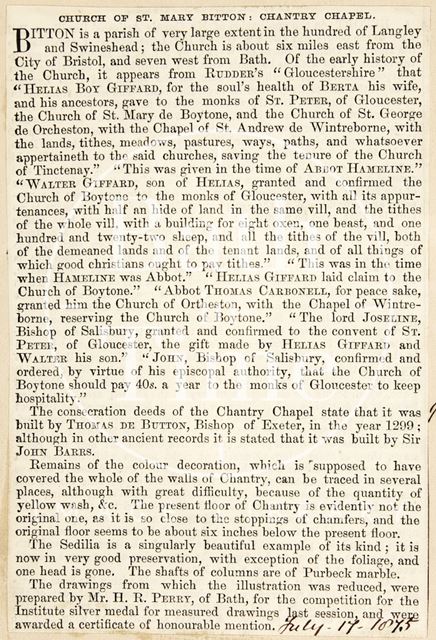 The Church of St. Mary, Bitton, Gloucestershire 1875