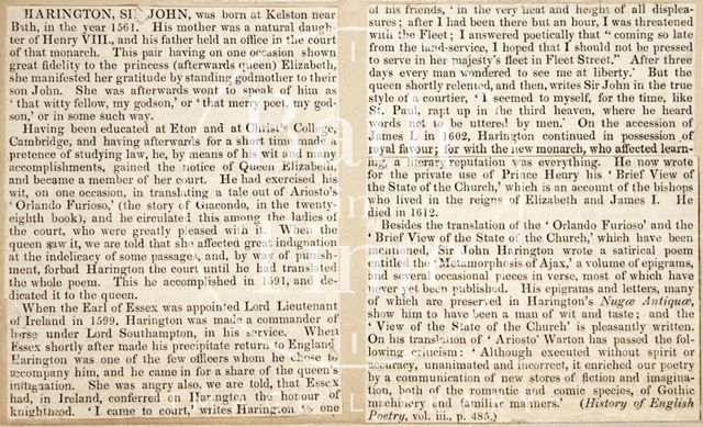 A biography of Sir John Harington c.1780