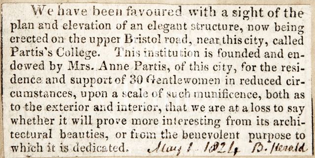 The new Partis College, Bath 1824