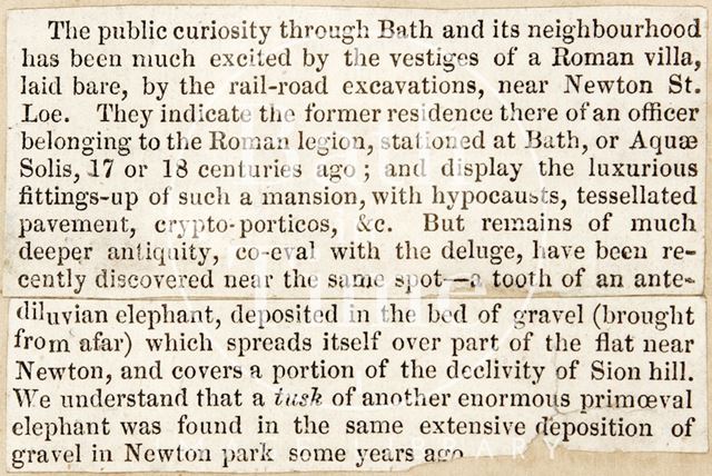 The Roman villa found during the construction of the Great Western Railway, Bath 1837