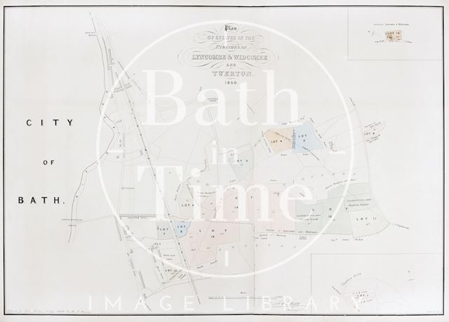 Plan of estates in the parishes of Lyncombe and Widcombe and Twerton, Bath 1850