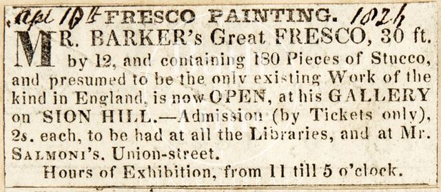 The opening of Mr. Barker's Great Fresco at his gallery in Sion Hill, Bath 1826