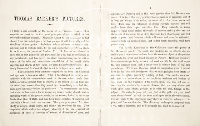 Pamphlet: Memoranda, relative to the original and celebrated picture of the Woodman, the massacre of the Sciotis, also other pictures and sketches from nature 1846