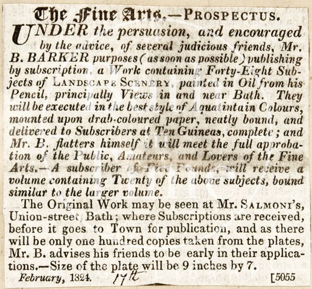 The publication of Benjamin Barker's English Landscape Scenery: A Series of Forty-eight Aquatint Engravings 1824