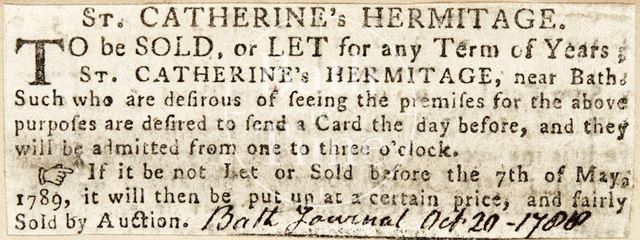 St. Catherine's Hermitage, which is to be sold or let 1788