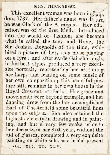 A short biography of Mrs. Thicknesse c.1830