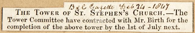 The tower of St. Stephen's Church, Bath 1847