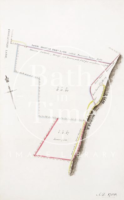 Plan of land between Beacon Hill and Charlcombe Lane, Bath belonging to John Hooper 1788