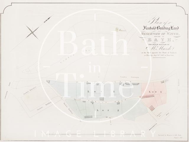 Plan of Freehold Building Land and Reservoir of Water by Camden Place, Bath 1860