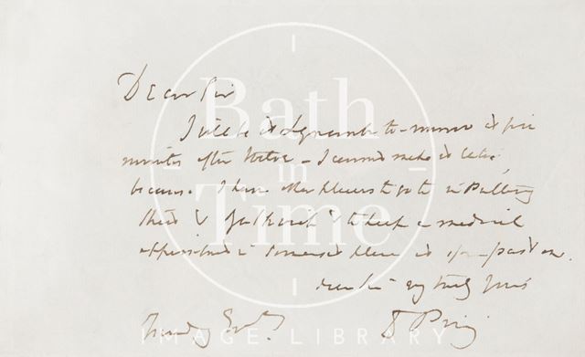 Handwritten letter from Daniel Pring to E. Hunt in illegible handwriting 1830s