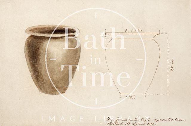 Sketch of urn found in Bath 1852