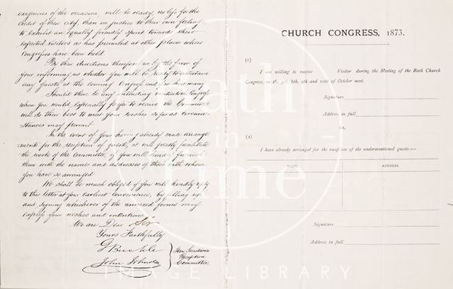 A pamphlet of the Church Congress 1873 - verso