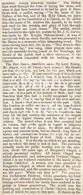Laying the foundation stone of St. Andrew's Church, Julian Road, Bath 1870