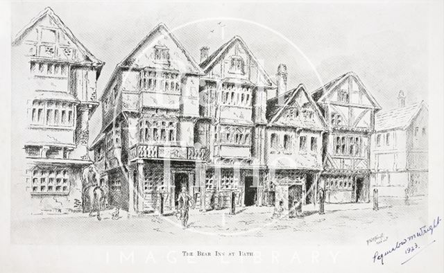 Artist's impression of the Bear Inn, Bear Yard, Union Street, Cheap Street and Union Passage, Bath (c.1790) 1923