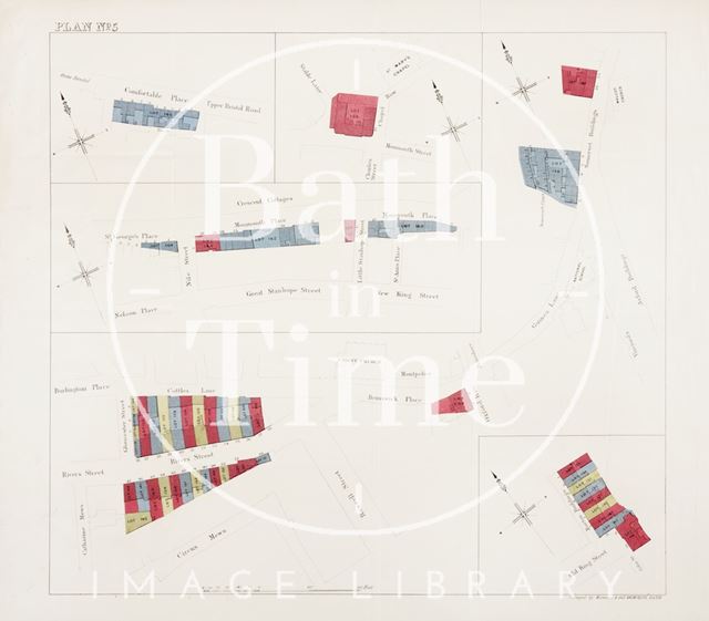 Plans of Comfortable Place, Chapel Row, Somerset Buildings, Monmouth Place, River Street and Old King Street, Bath (Plan Number 5) 1856