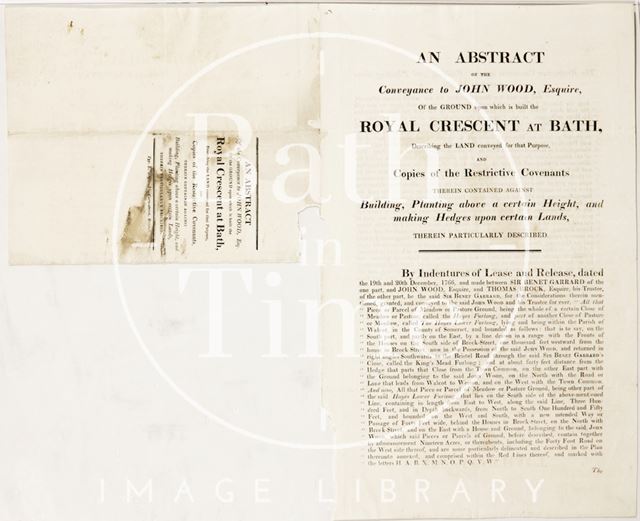 An Abstract of the Conveyance to John Wood of the Ground for Royal Crescent, Bath c.1856