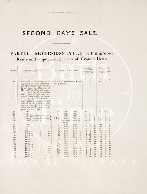 A list of leases of Marlborough Street properties, Bath 1856