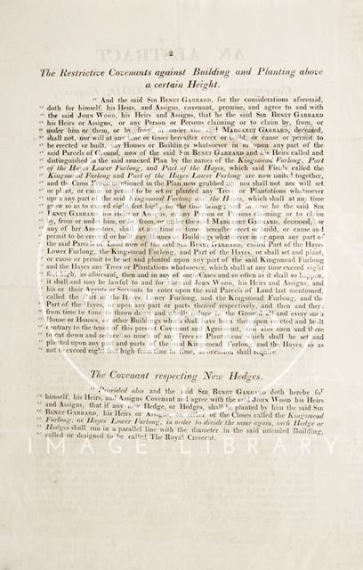 An Abstract of the Conveyance to John Wood of the Ground for Royal Crescent, Bath c.1856 - verso