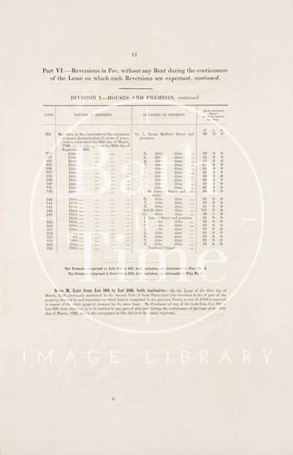 A list of leases on Great Bedford Street properties, Bath 1856