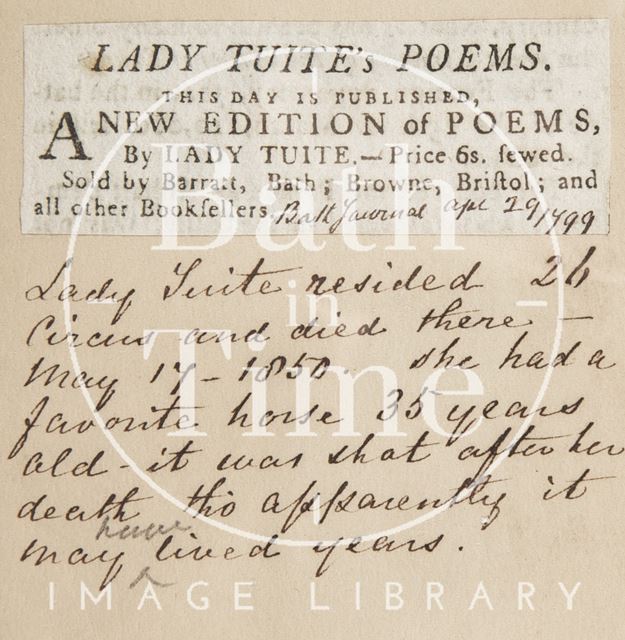 The publication of the latest of Lady Tuite's poems c.1799