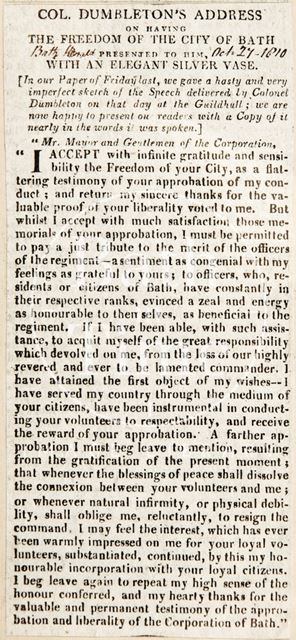 The acceptance speech of Cnl Dumbleton 1810