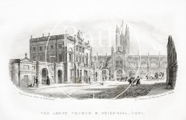 The Abbey Church & Guildhall, Bath c.1845