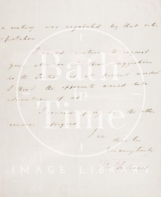 Handwritten letter from William Falconer concerning the interpretation of an act of parliament 1820s - verso